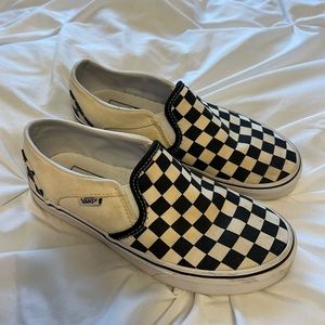Black and white Checkered slip on Vans